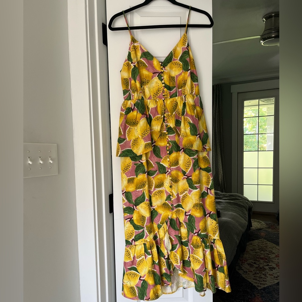 NWT Farm Río Fresh Lemons Ruffle Dress size S